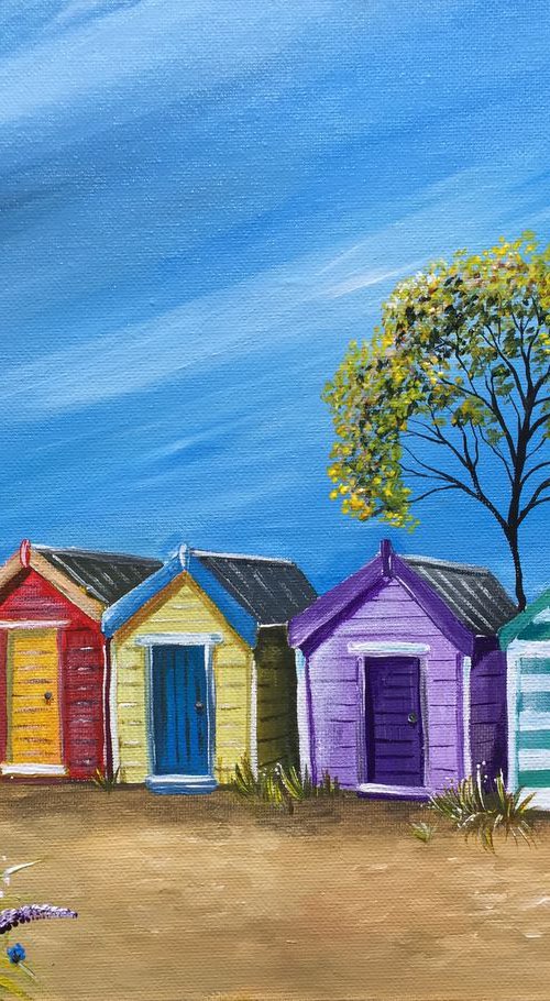 Multi hued huts 2 by Karen Elaine  Evans