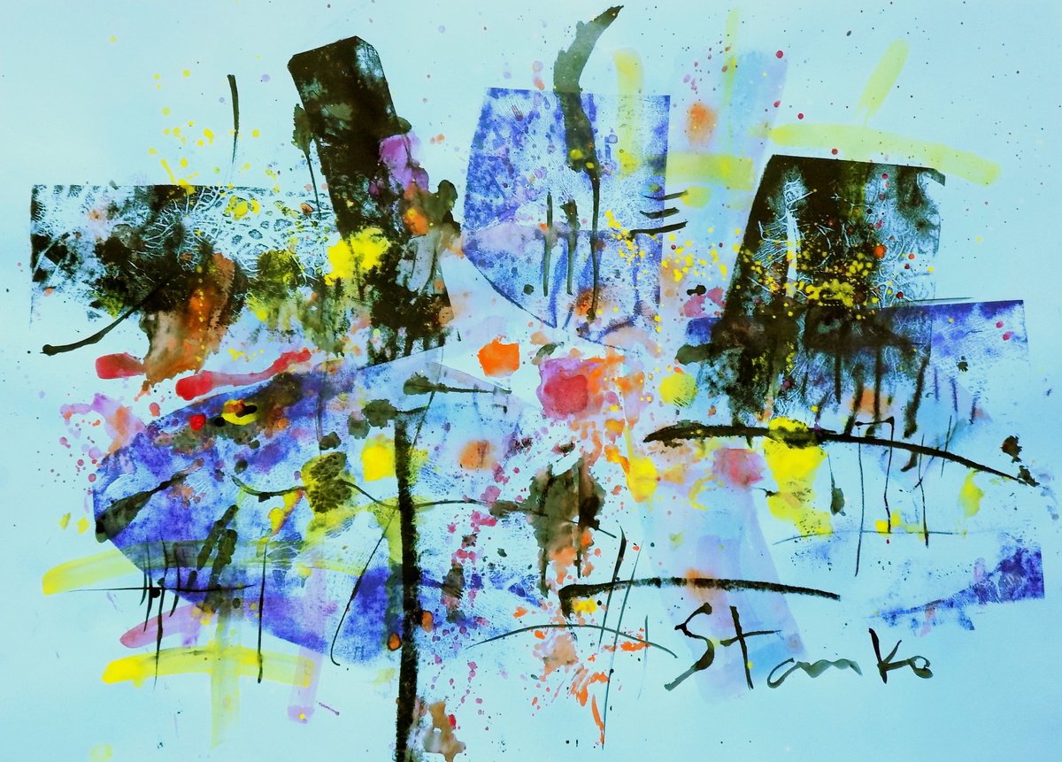 Abstract Acrylic Painting By Stanislav Bojankov, 28 X 20", Abstract Landscape-X, Original Artwork