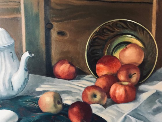 Still life with teapot and apples (Still life number 3)