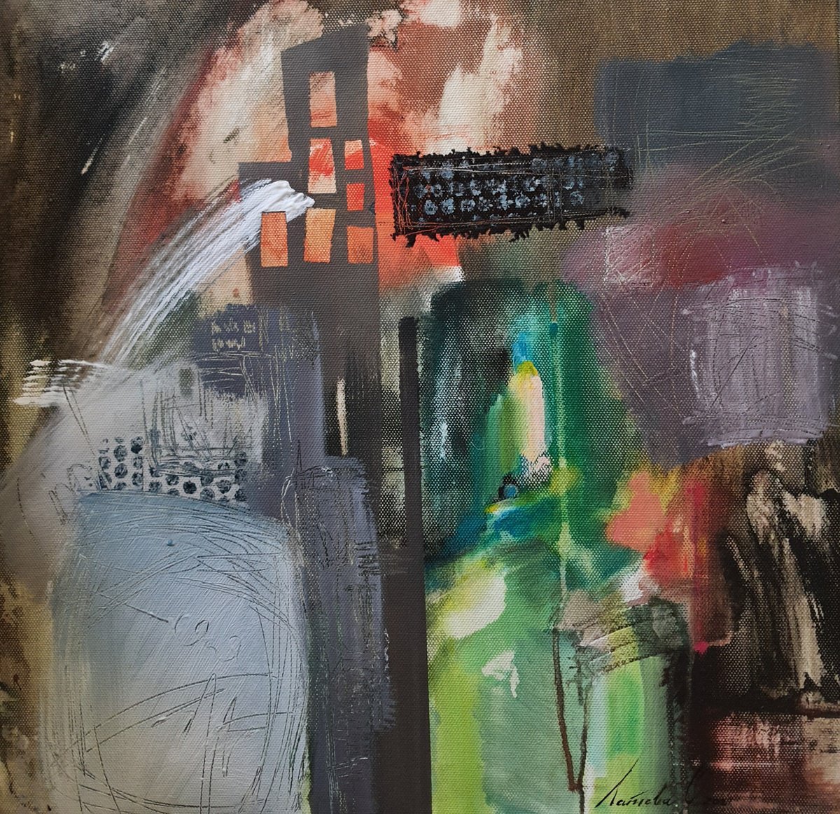 Abstract Oil Painting By Olha Laptieva, 24 X 24", There Is A Way Out, Original Artwork