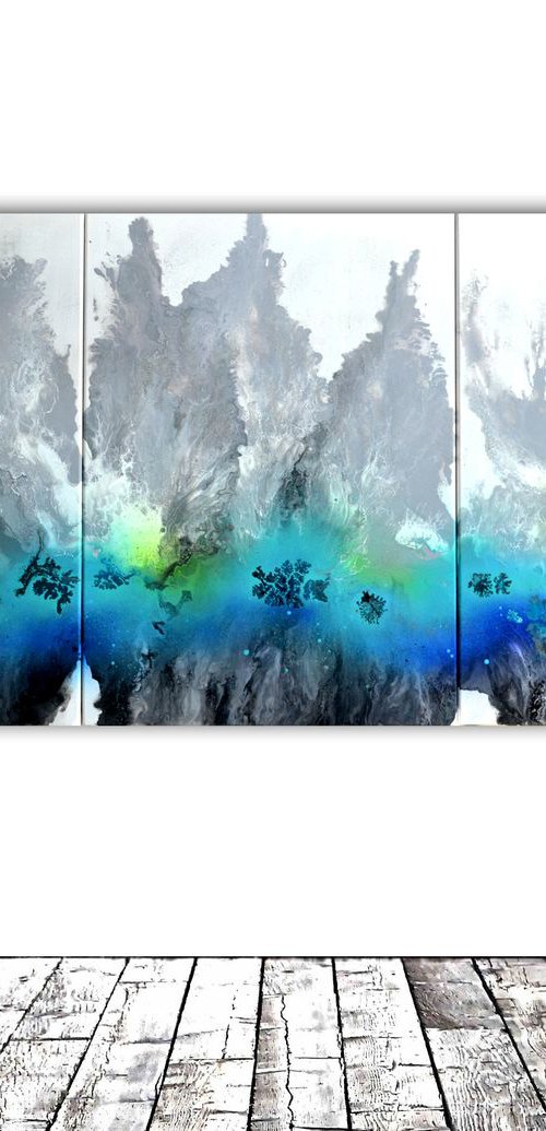 Astral Love 10 150x70cm, Fluid Art Painting Large Abstract XXL Peaceful Artwork Neutral Colours Painting by Soos Tiberiu