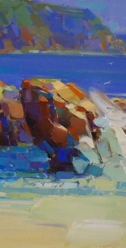 South Bay, Seascape Original oil painting, Handmade artwork, One of a kind Signed with Certificate of Authenticity by Vahe Yeremyan