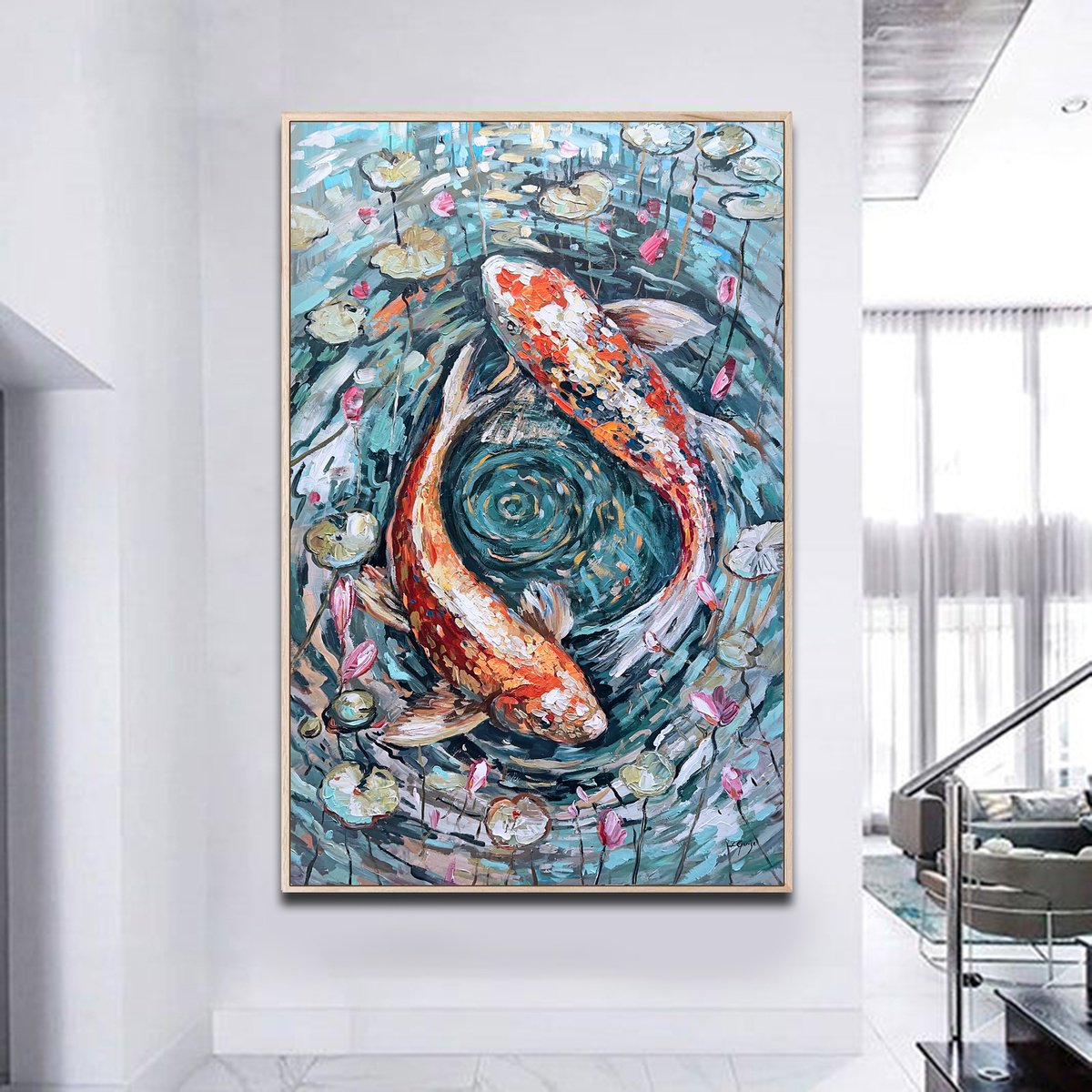 Impressionistic Landscape Acrylic Painting By Lana Guise, 37 X 60", Circle Of Infinity, Original Artwork