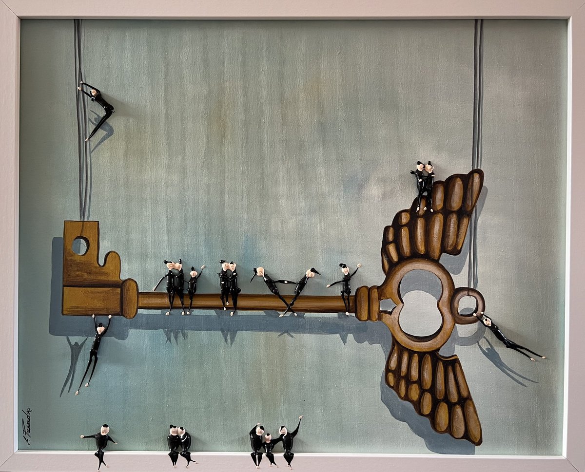 Abstract Portrait Acrylic Painting By Eka Peradze, 20 X 17, Freedom ,,Key