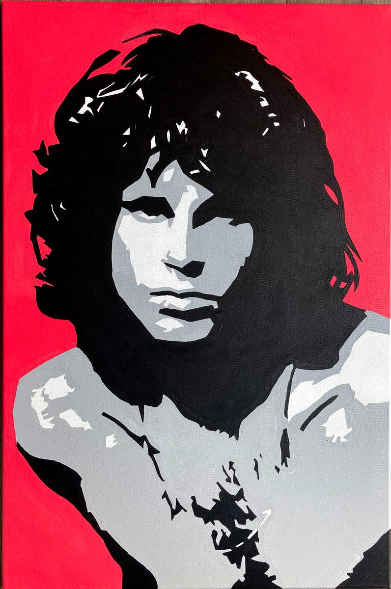 Original Jim Morrison The Doors Pop Art Canvas Painting by Dominic Joyce
