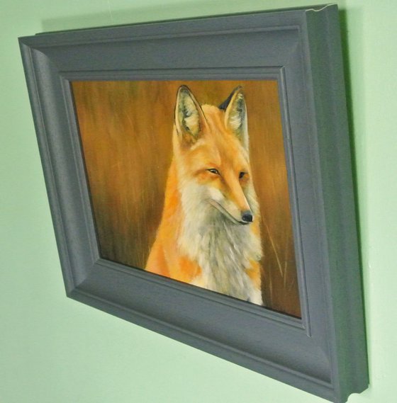 'In long Grass', Fox Painting, Framed and Ready to Hang