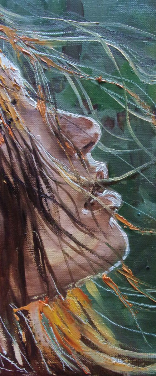 " ROMANCE WITH THE AUTUMN  ... " original painting  autumn palette knife GIFT by Monika Luniak