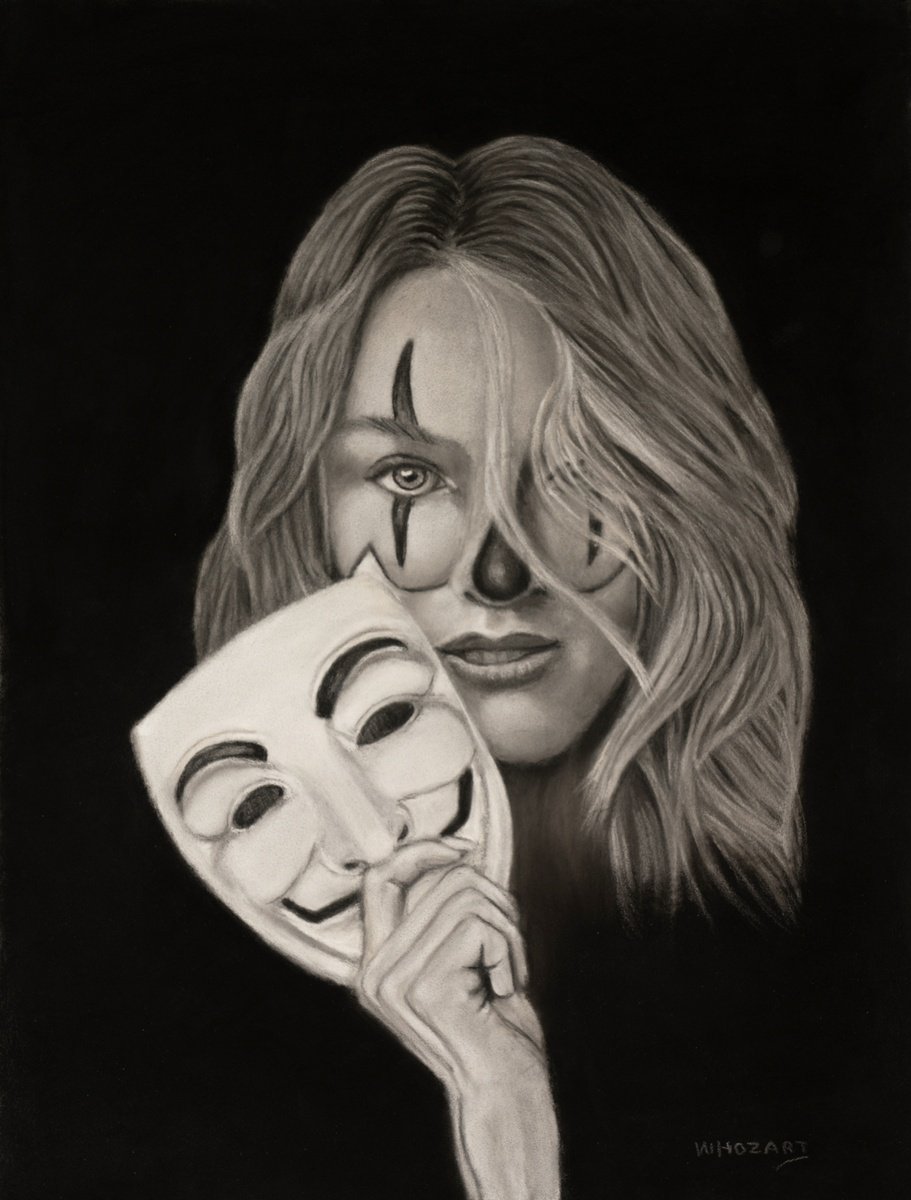 Photorealistic Portrait Pastel Drawing By Gary Thomas, 14 X 18, Unmasked, Original Artwork