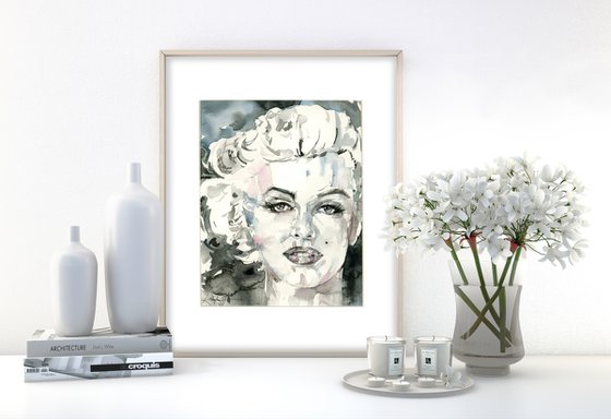 Goddess Marilyn - 4 - Watercolor Painting by Kathy Morton Stanion