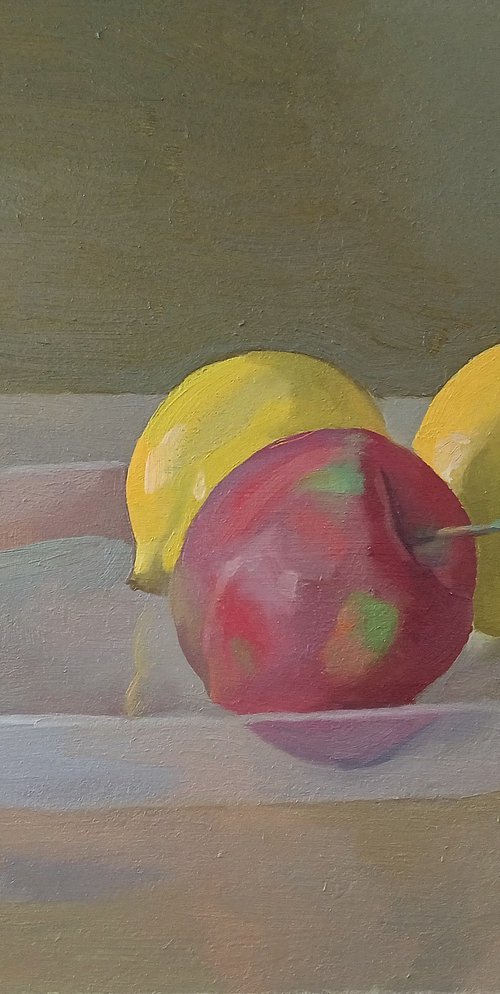 Still Life with Apple and Lemons by Vasyl Koval