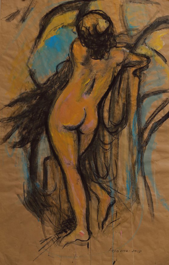 Model - Nude Art - Mixed Media - Large Size - Christmas gift