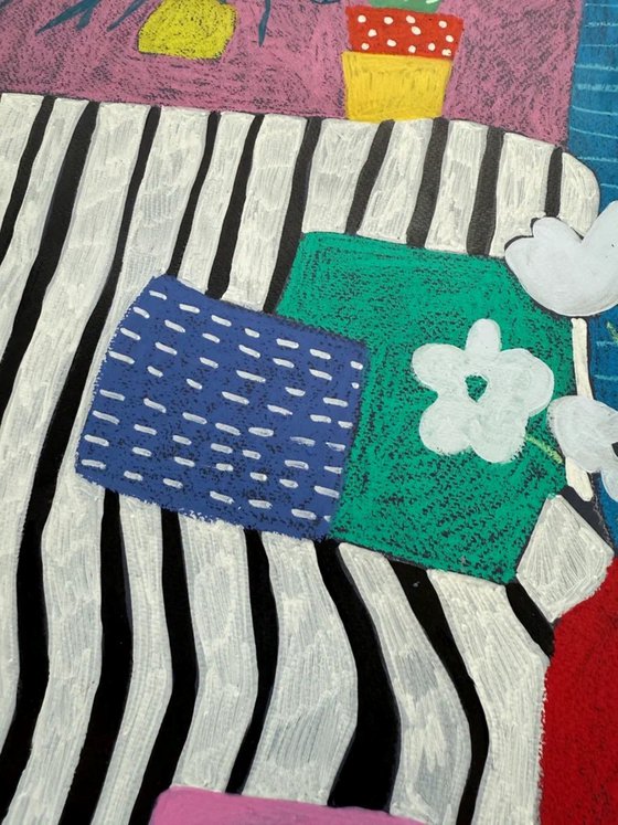 Striped interior with plants