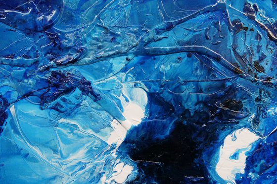 Pure Aquatic 200cm x 120cm Blue White Textured Abstract Art