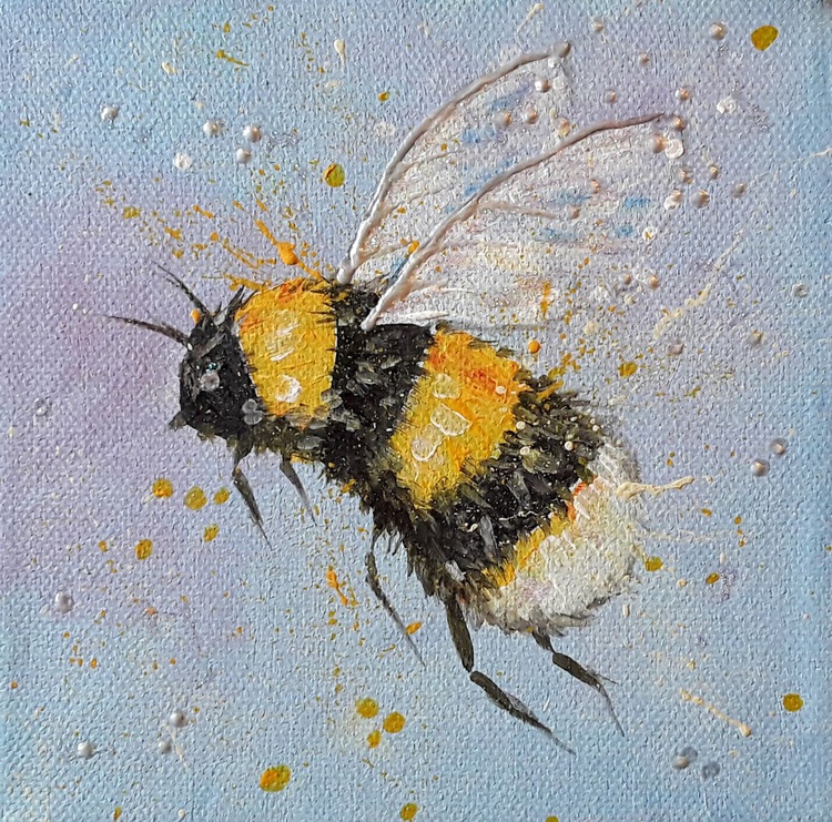 Bumblebee Acrylic Painting By Angie Livingstone Artfinder