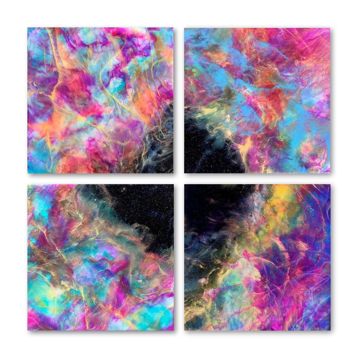 Luminquill Nebula (a quadtych) by Tiffani Buteau