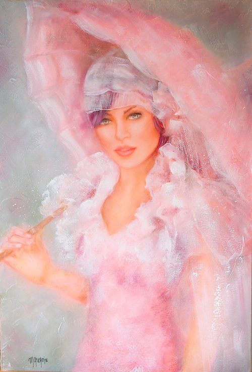 The pink umbrella by Martine Grégoire