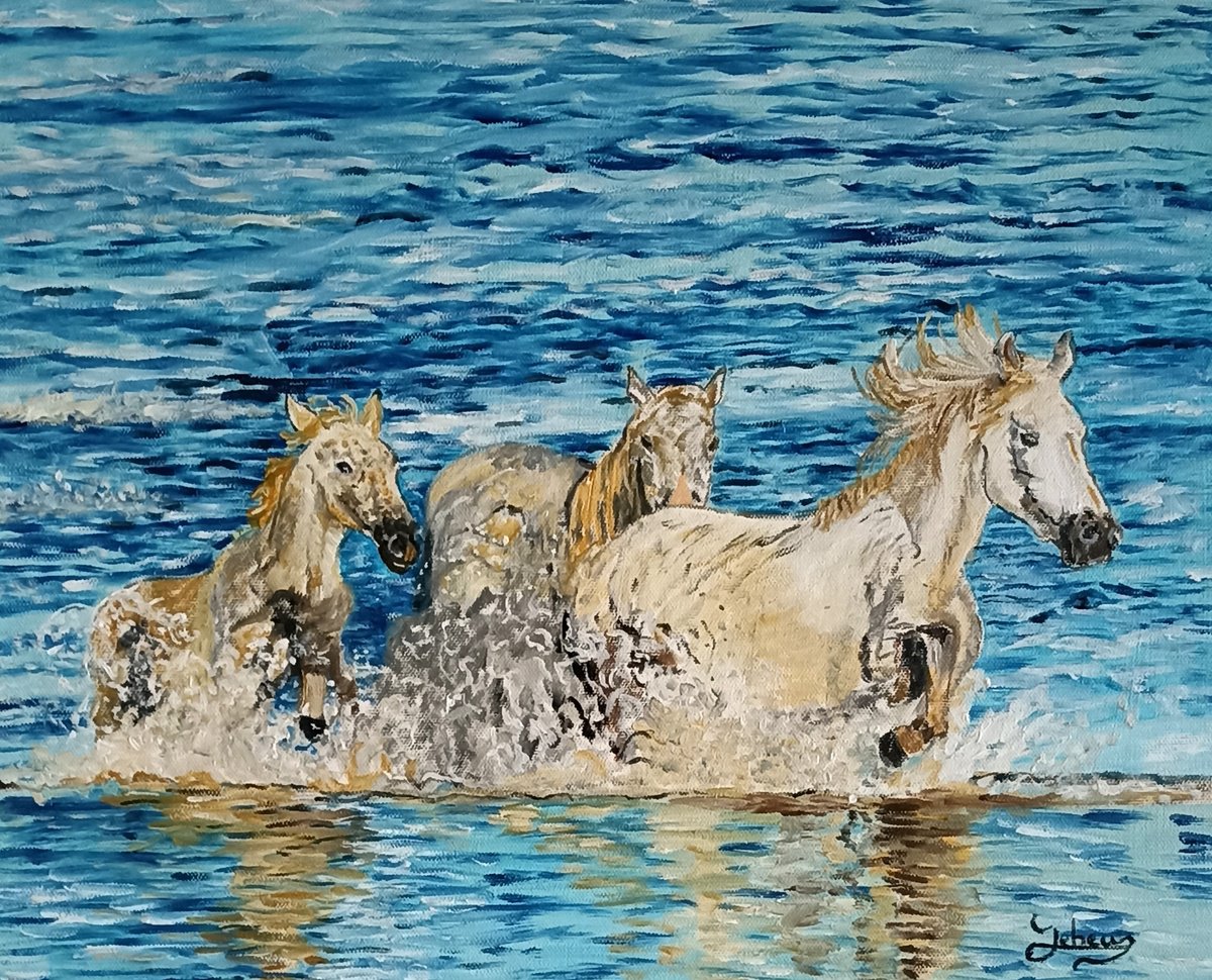 Horses in the sea by Isabelle Lucas