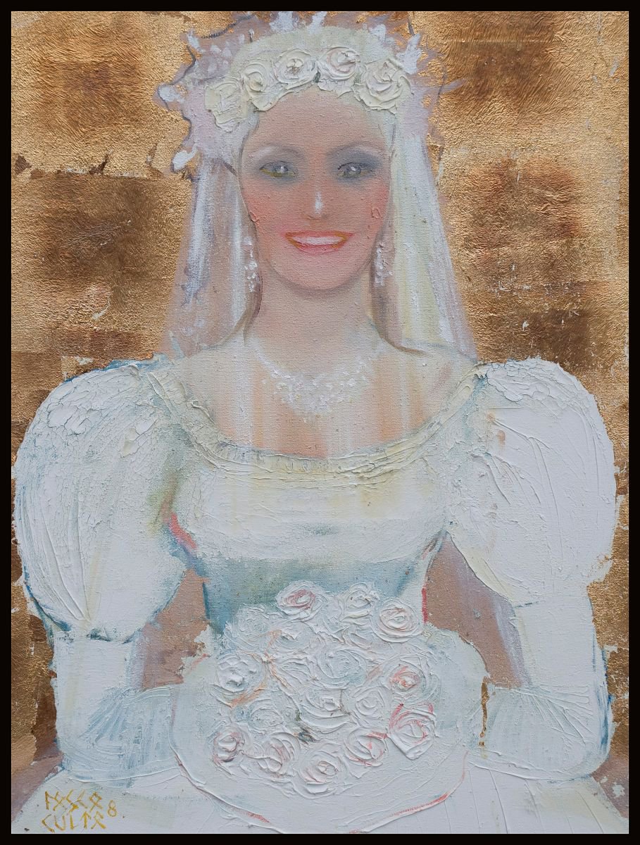 Naive Acrylic Painting , A Bride By Fosco Culto, 18 X 24, Artwork For Sale On Artfinder