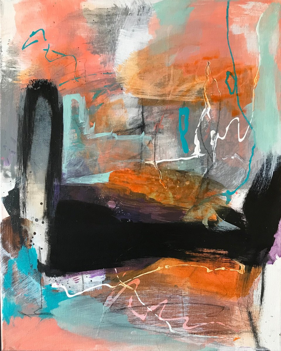 Organic Abstract Acrylic Painting By Kris Haas, 16 X 20", Before Dawn, Original Artwork