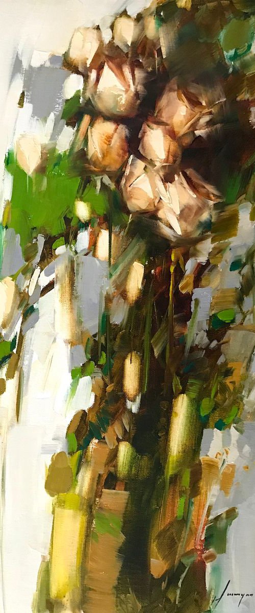 Roses, Oil painting, One of a kind, Signed, Handmade artwork by Vahe Yeremyan