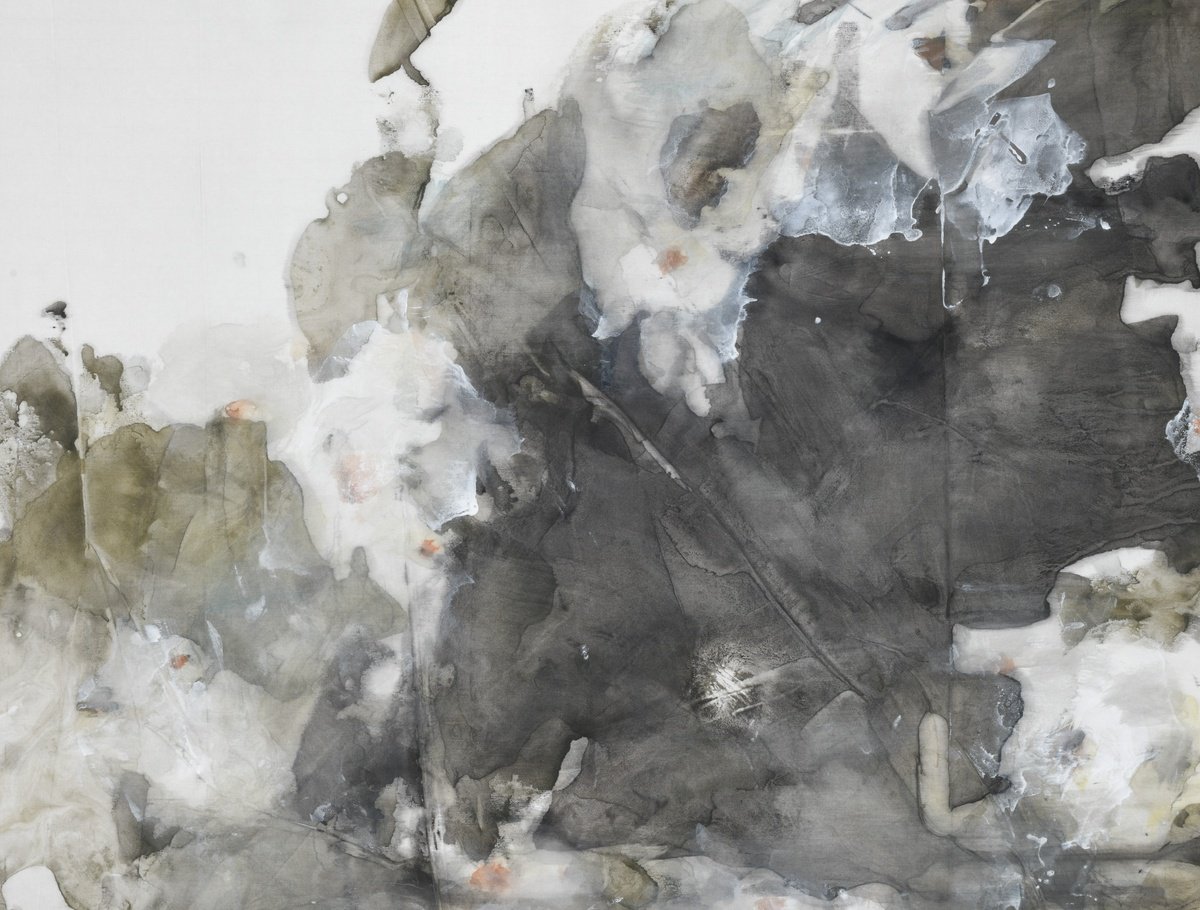 Impressionistic Botanical Painting By Ruozhou Zhuang, 24 X 19", White Lotus Iii, Original Artwork