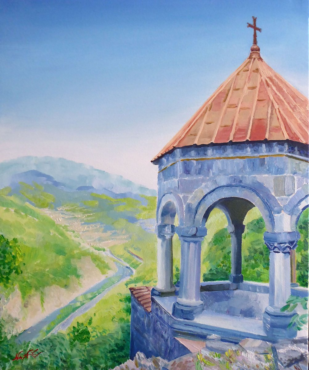 Impressionistic Landscape Oil Painting By Narek Hambardzumyan, 21 X 26", Panorama, Original Artwork