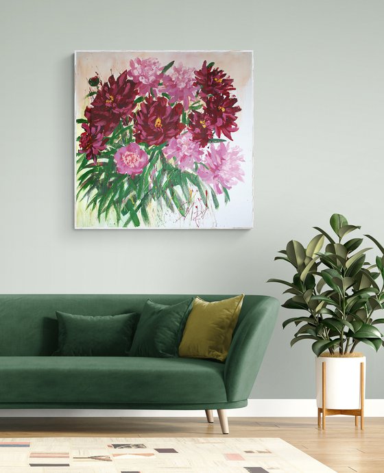 Peonies I /  ORIGINAL ACRYLIC PAINTING