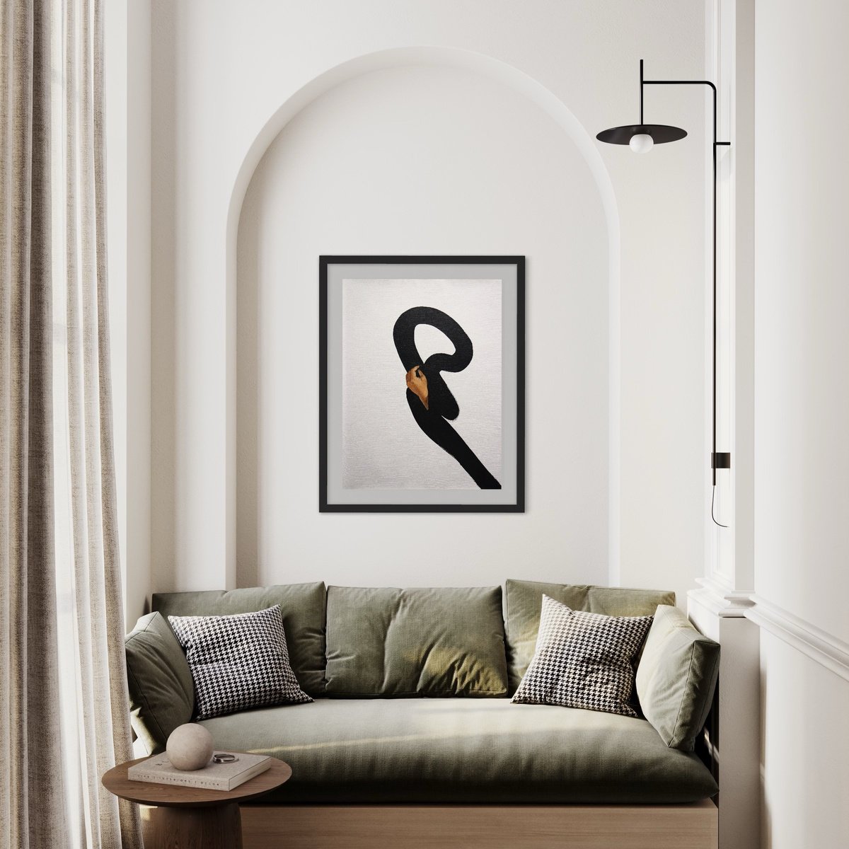 Loop - black line, oil painting,home decor, original gift by Anzhelika Klimina