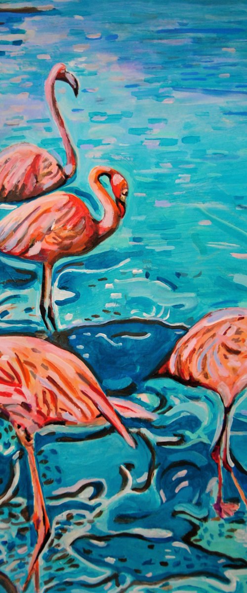 Flamingos / 72 X 55 cm by Alexandra Djokic