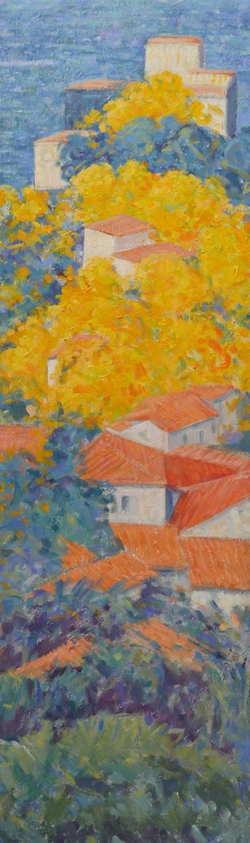 Impressionistic Landscape Acrylic Painting By Claudio Ciardi, 12 X 39, Landscape, Original Artwork