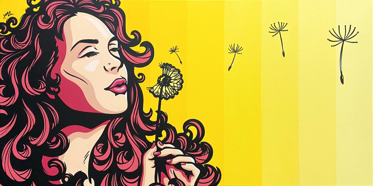 Illustrative Portrait Acrylic Painting By Jamie Lee, 39 X 20, I Wish You Were A Wish Away, Original Artwork