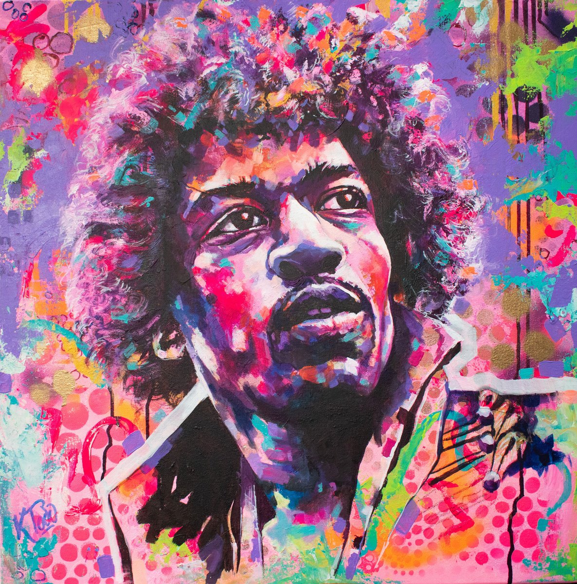 Iconic - Jimi Hendrix By Kirsten Todd, 24 X 24, Artwork For Sale On Artfinder
