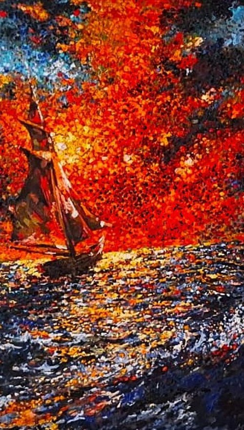 Sailing Through Fire by Mark Fine Art