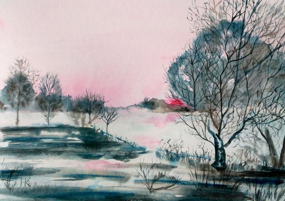 Sunrise Watercolor Painting