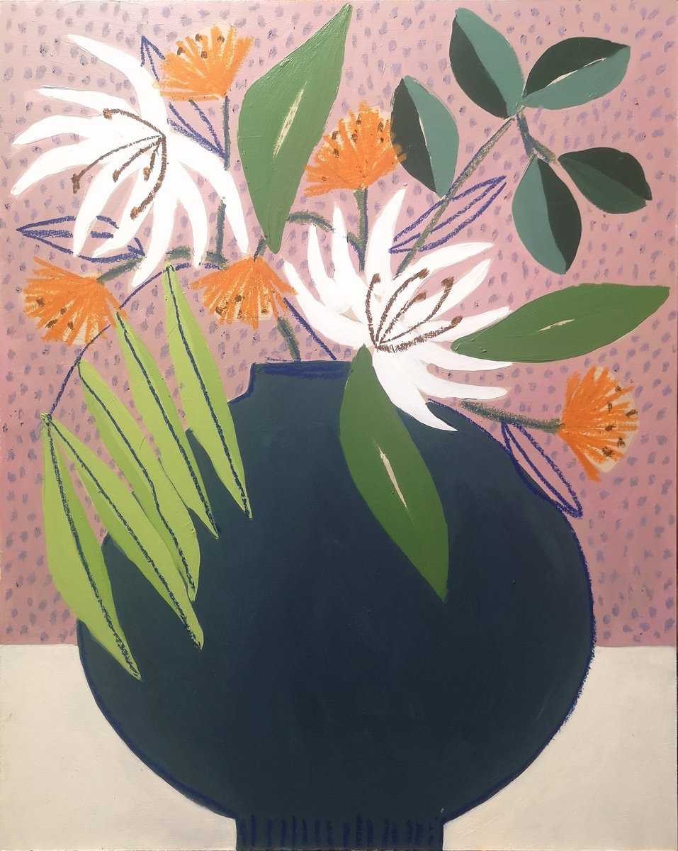 Impressionistic Still Life Painting By Marisa Anon, 17 X 21", Spanish Springtime 6, Original Artwork