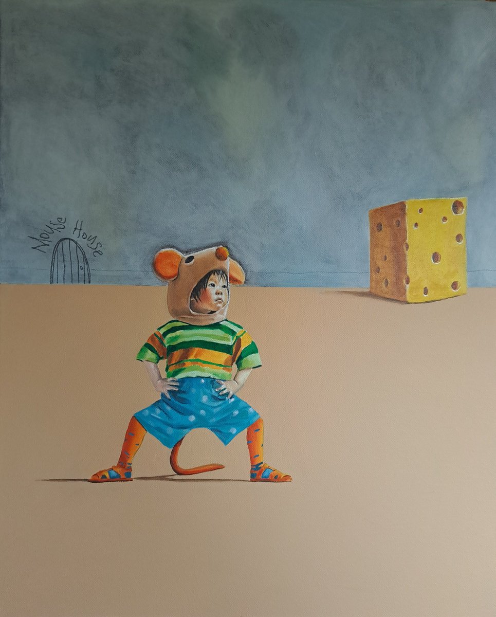 Surrealistic Painting , Mouse House By Lee Jenkinson, 18 X 22, Artwork For Sale On Artfinder