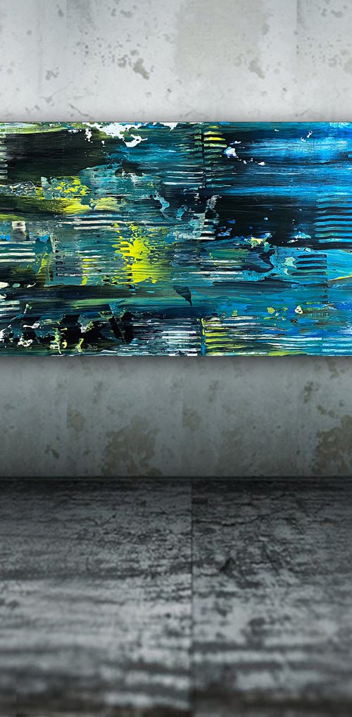"That Will Leave A Mark" - FREE USA SHIPPING - Original PMS Abstract Acrylic Painting On Reclaimed Wood - 48" x 20" by Preston M. Smith (PMS)