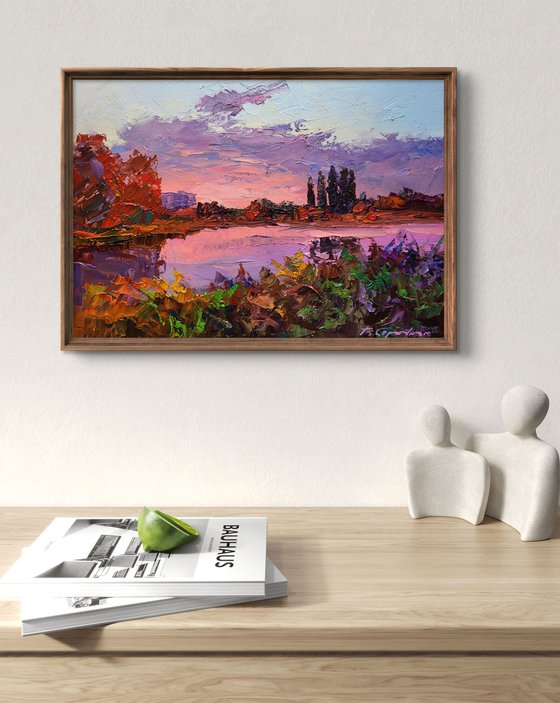 Sunset over the river