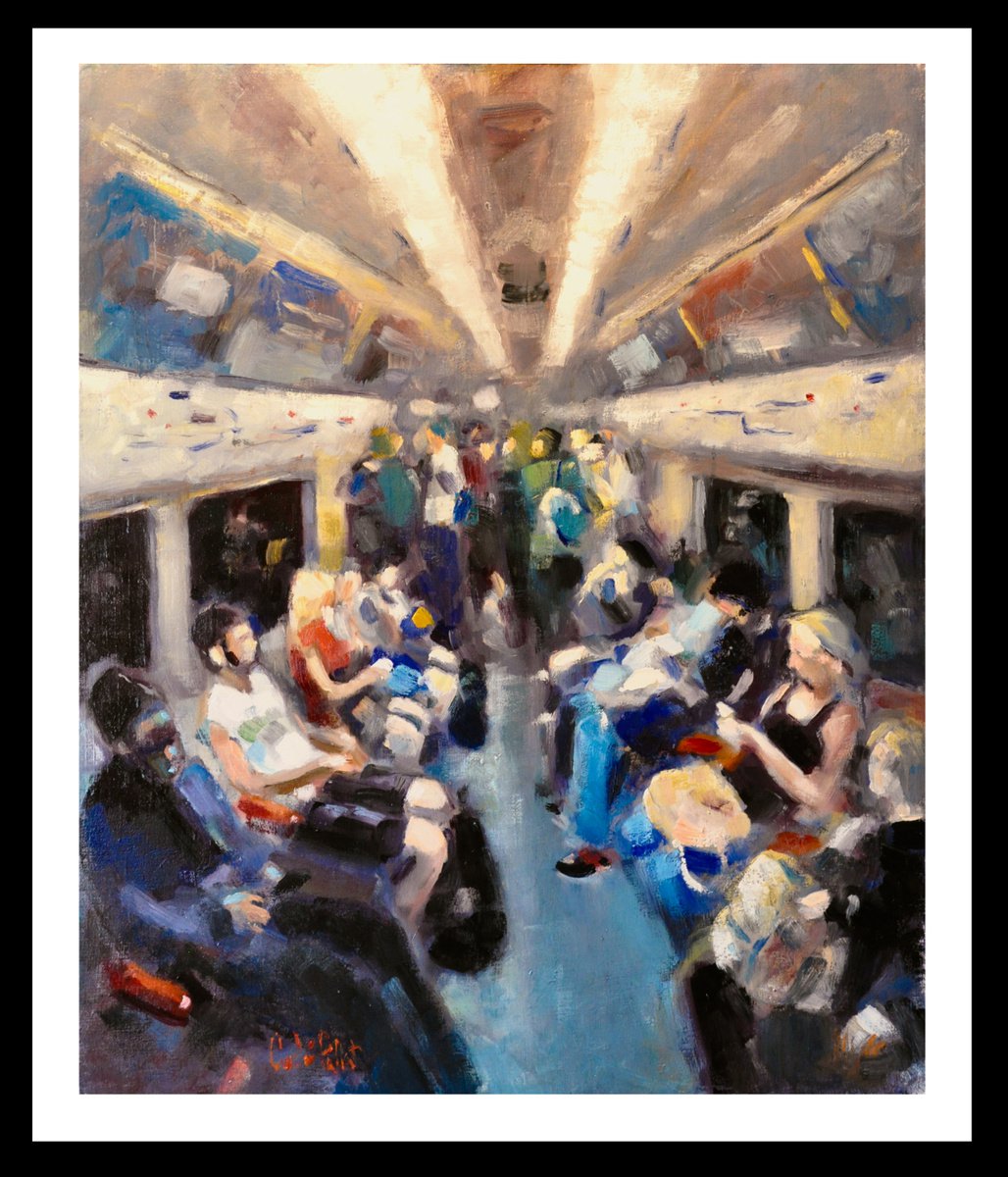 Impressionistic Portrait Oil Painting By Andre Pallat, 30 X 35, Inside The Carraige, Original Artwork