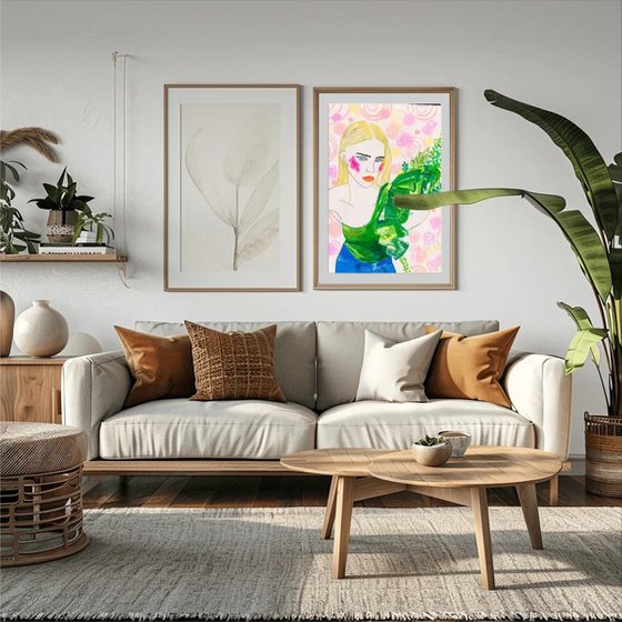 Blonde Woman in Green