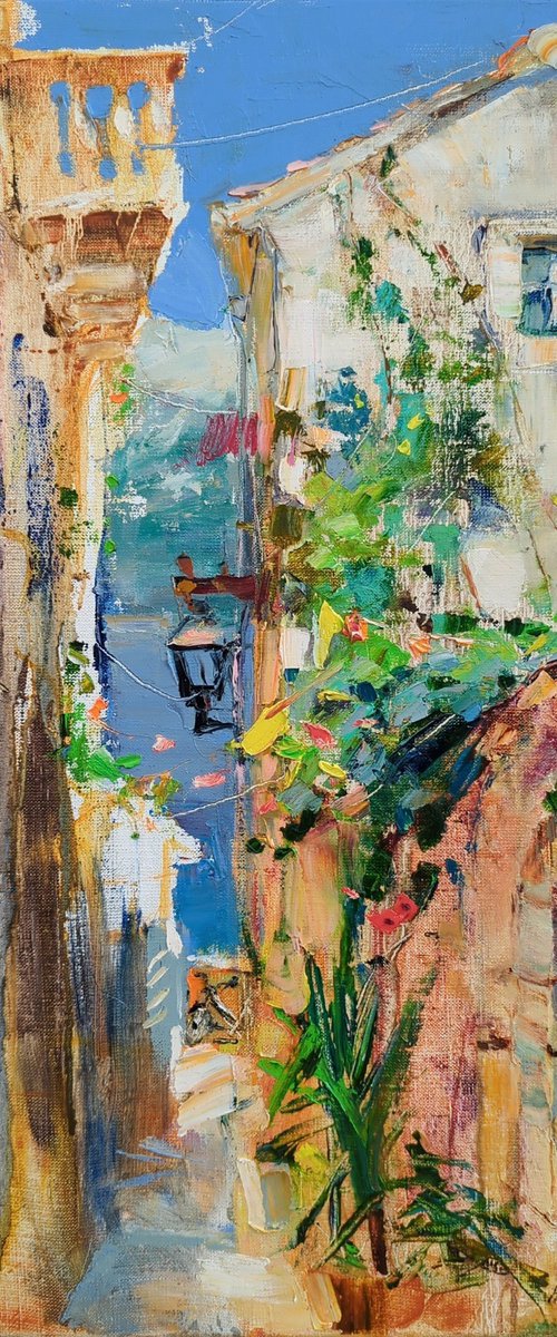 Sunny street in Italian style by Helen Shukina