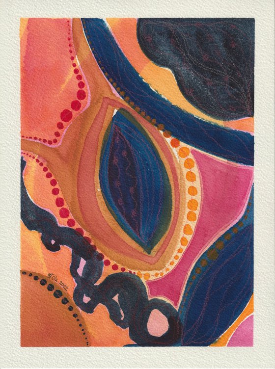 The Carnival Collection - 'Jewels' Original Abstract Watercolour Painting 6" x 8" by Black Artist Stacey-Ann Cole
