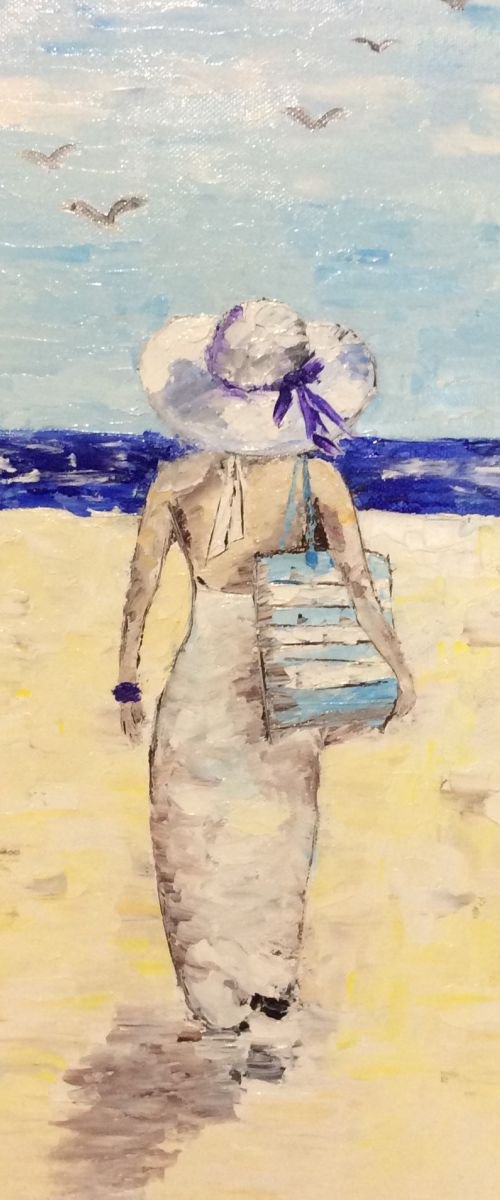 Lady on the beach by Nataliia Plakhotnyk