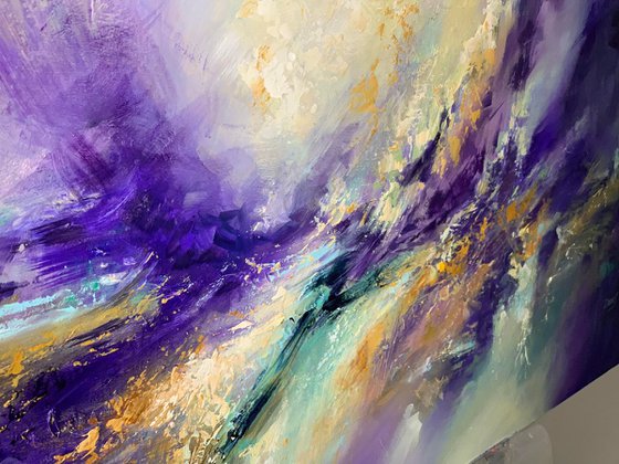 Abstract Oil Painting - Purple Wind 120 x 60 cm