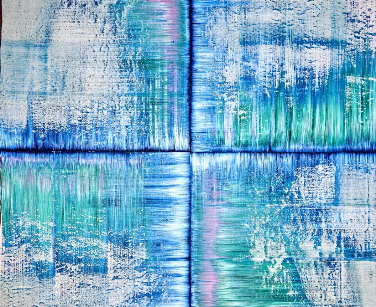 Abstract Acrylic Painting By Sumit Mehndiratta, 53 X 44", Four Dimensions, Original Artwork