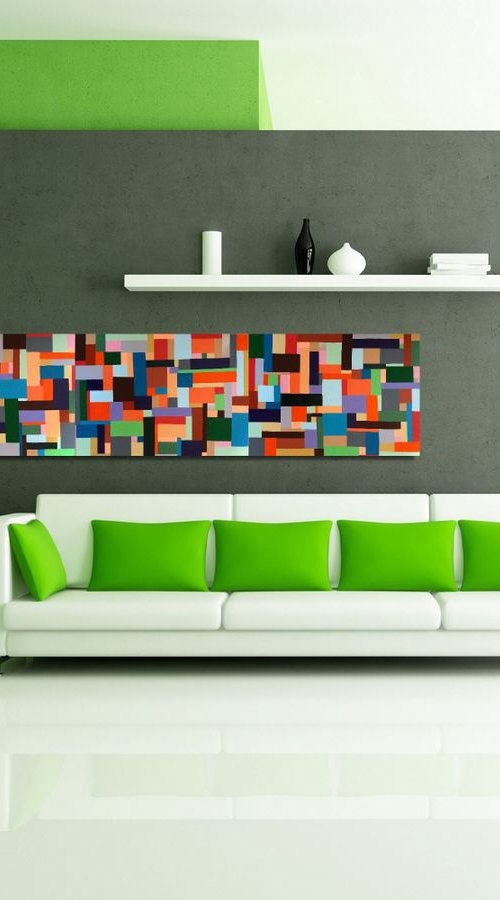 Playful Rectangles  _ Large Abstract_150x70cm (59"x27.5") by Celine Baliguian