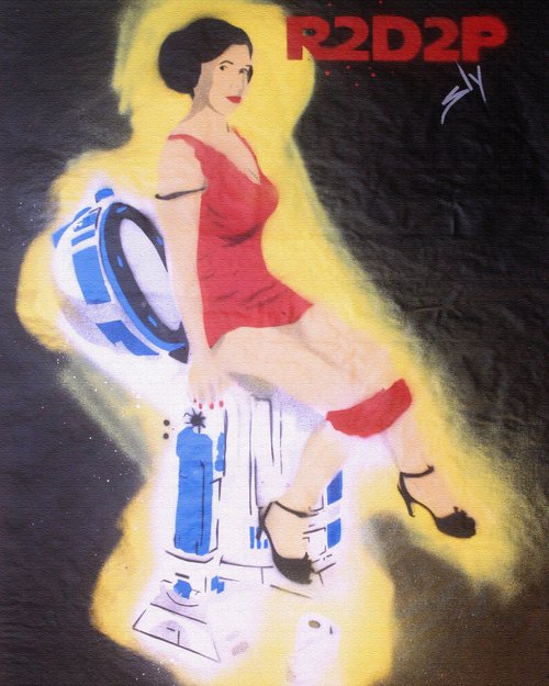 R2D2P (black on canvas). by Juan Sly