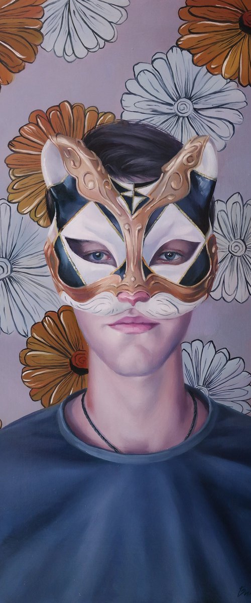 "Portrait of a young man in a mask" by Lena Vylusk