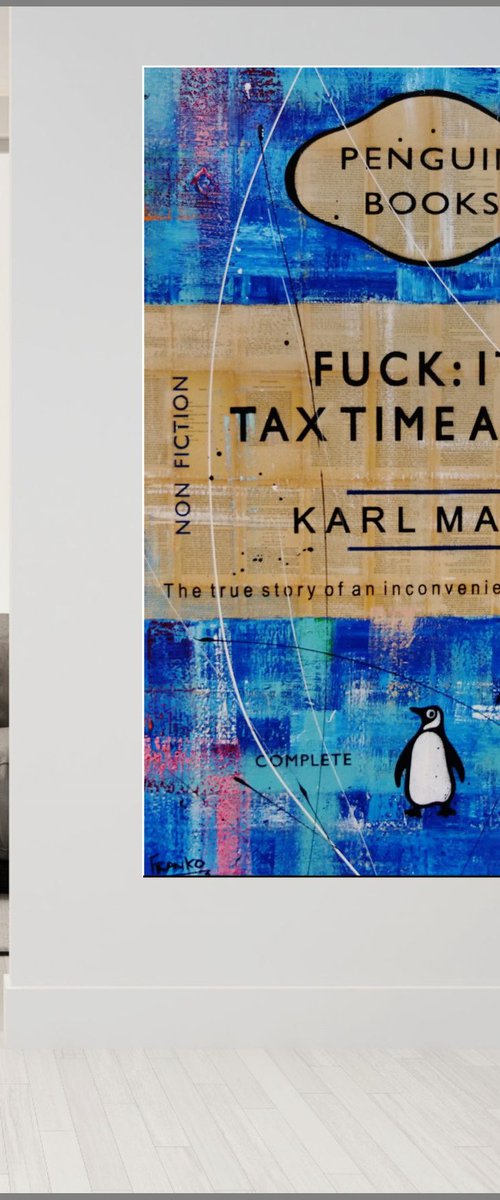 Taxing Times 140cm x 100cm Funny Tax Book Page Urban Pop Art by Franko