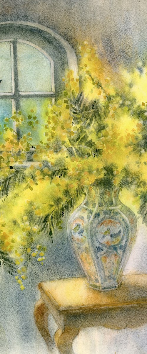Still life with mimosa by Tatyana Tokareva